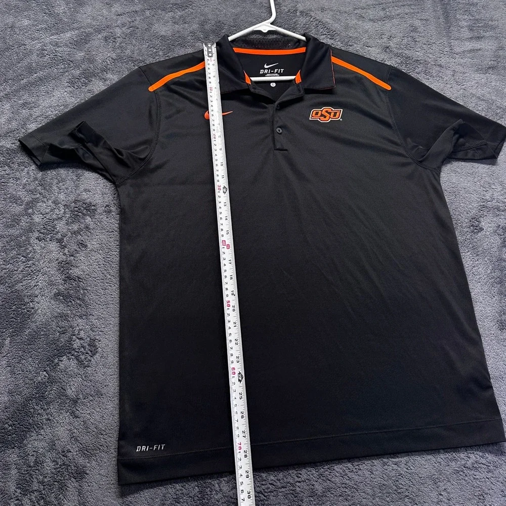 Nike Oklahoma State Cowboys Dri-FIT Polo Shirt Mens Large Black Orange OSU